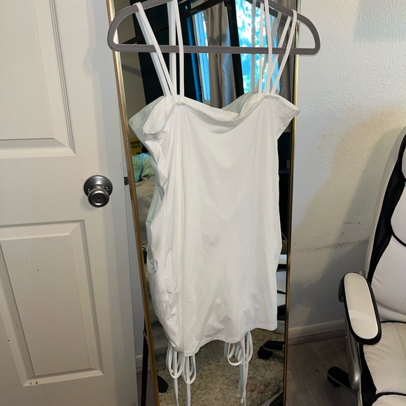 SheIn White Drawstring Rushed Dress - Picture 8 of 14